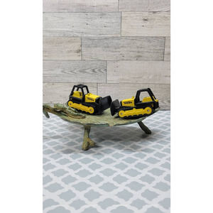 Vintage Tonka Bulldozer Pair Mini Diecast Plastic Rubber Treads Yellow 1994